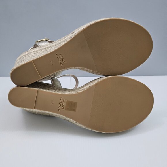 Stuart Weitzman Teddi Wedge Womens 8.5 Metallic Gold Espadrille Sandal NEW - Picture 12 of 13